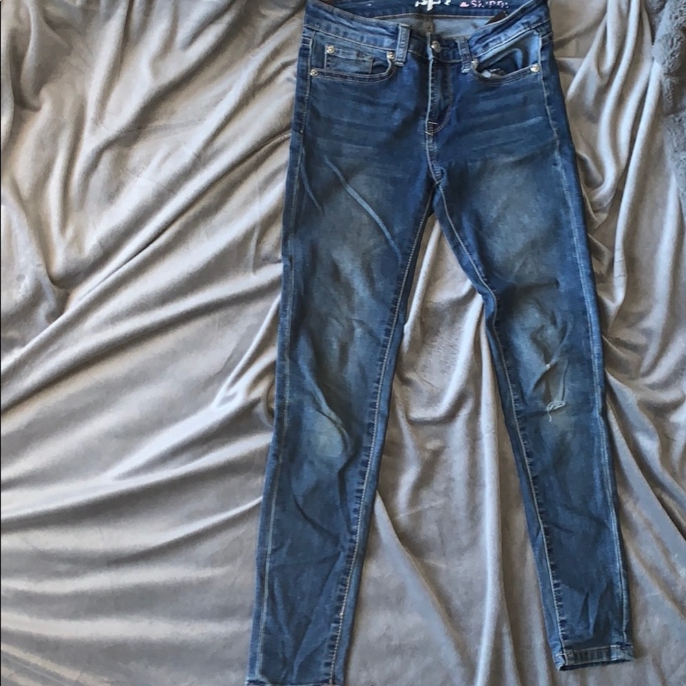 7 blue skinny jeans